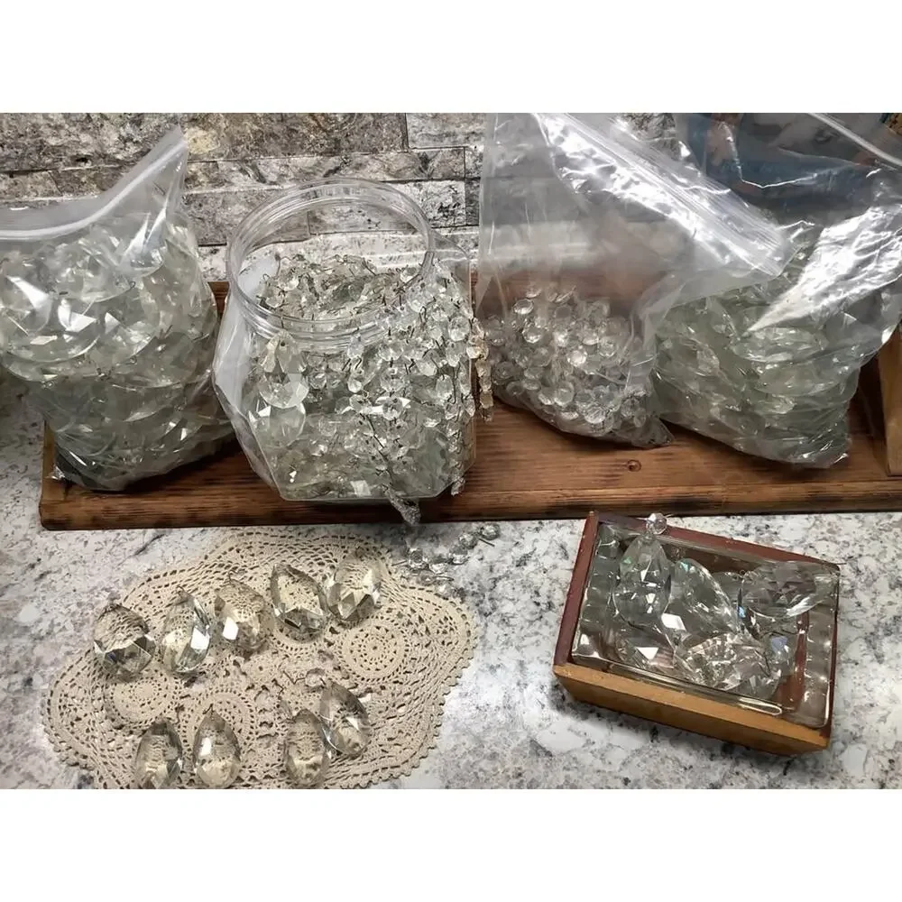 Bulk Lot of Vintage Crystal Chandelier Prisms and Parts